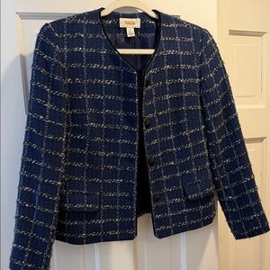 Talbots Navy Blue Tweed Blazer